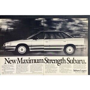 Subaru Legacy "Largest Subaru Ever Built" 2-page Vintage Print Ad 1989